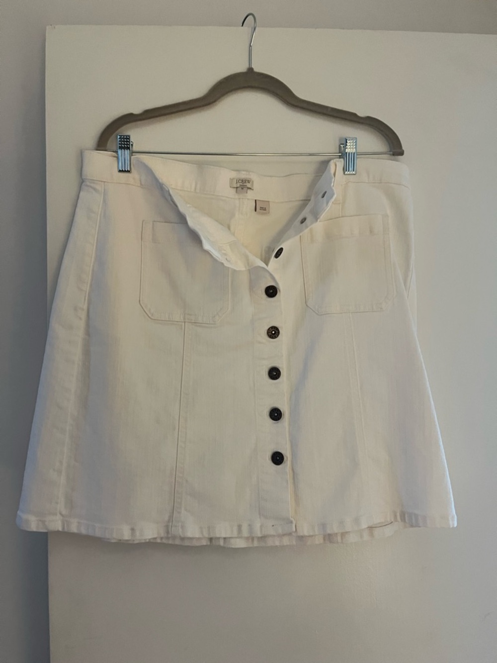 J. Crew White Button-Front Mini Skirt